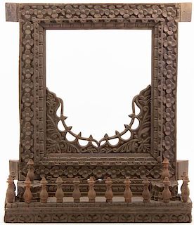 A Southeast Asian Carved Wood Shrine Frame, Height 22 inches.