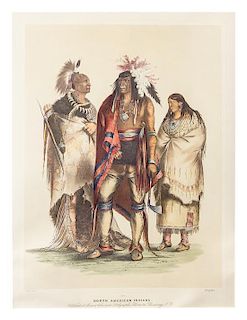 * George Catlin, (American, 1796-1872), North American Indians, no. 1, Ball Players, no. 21, Catching the Wild Horse, no. 4, and