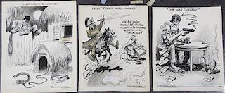 * Three Cartoons by Vaughn Shoemaker, all signed. Size of largest 16 5/8 x 13 7/16 inches.