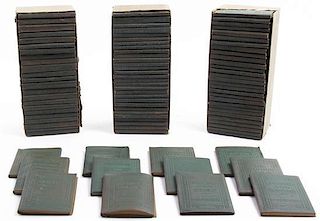 * A Group of 100 Miniature Leather Bound Classic Books, Height of each 4 inches.