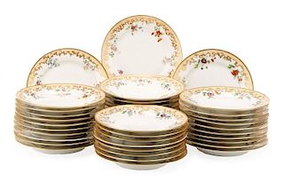 Set of 41 Old Paris Porcelain Dinner Plates, 19 C.