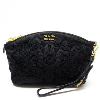 Prada PRADA pouch multi case black x gold nylon