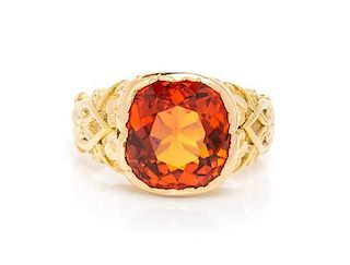An Art Nouveau Yellow Gold and Citrine Ring, Louis Comfort Tiffany for Tiffany & Co., 9.20 dwts.