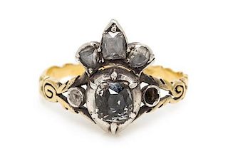 A Georgian Silver Topped Gold and Diamond Ring, 1.80 dwts.