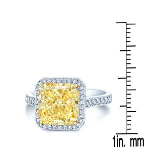Prong Set Gia Certified Fancy Light Yellow Diamond Engagement Ring In Platinum