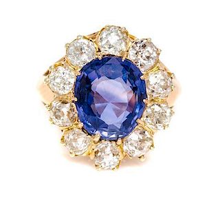 An Edwardian Yellow Gold, Color Change Sapphire and Diamond Ring, 5.30 dwts.