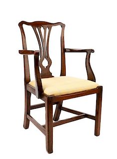 Carved Mahogany Chippendale Style Armchair