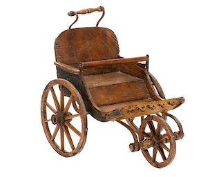 Small Rustic Wood & Wrought Iron Stroller