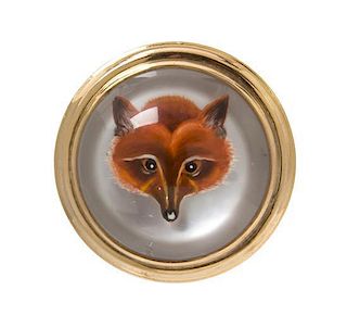 A Yellow Gold and Essex Crystal Fox Brooch, J. E. Caldwell, 11.60 dwts.