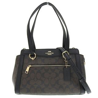 COACH coach signature handbag brown / black PVC leather