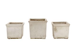 Set of 3 Squared Cast Stone Garden Planters