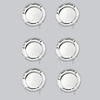 Set of Six Mexican Sterling Silver Plates