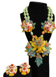 Stunning STANLEY HAGLER NYC IAN ST. GIELAR Beaded Necklace and Earrings 