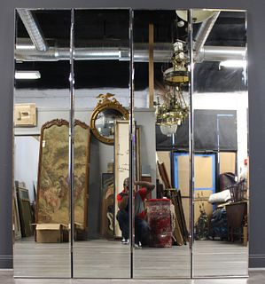 A Vintage Pair Of 2 Panel Mirrored Screens.