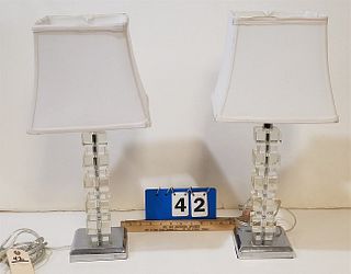 PR CUT CRYSTAL TABLE LAMPS 21"