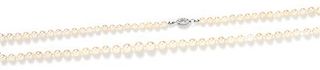 A Graduated Single Strand Cultured Pearl Necklace,