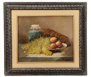 French School, "Still Life with Blue Jar", Signed