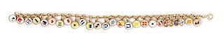 A 14 Karat Yellow Gold Bracelet with 26 Essex Crystal Nautical Flag Charms, 14.10 dwts.