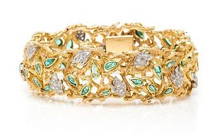 An 18 Karat Gold, Emerald and Diamond Bracelet, Cherny, 55.85 dwts.