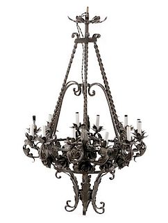 Contemporary Neoclassical Wrought Iron Chandelier