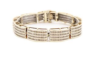 Ladies 10K Gold & Channel Set Diamond Bracelet