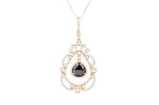 Ladies 14K Rose Gold & Rose Cut Diamond Necklace