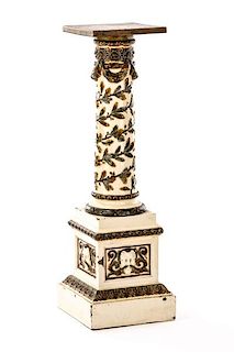 Italian Neoclassical Motif Majolica Pedestal