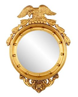 Federal Style Giltwood Eagle Crest Bullseye Mirror