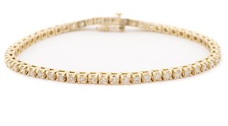 14k Yellow Gold & Diamond Tennis Bracelet