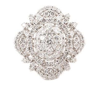 Ladies 18K White Gold & Diamond Cluster Ring
