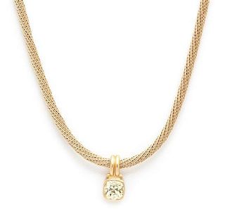 An 18 Karat Yellow Gold and Colored Diamond Pendant Necklace, 11.30 dwts.