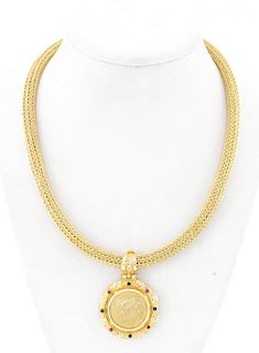 18k Gold, Diamond, Ruby & Sapphire Rope Necklace