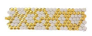 An 18 Karat Gold and Diamond Snake Skin Bracelet, 125.60 dwts.