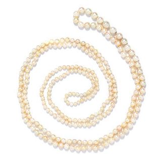 A Graduated Natural Pearl Strand Necklace,