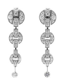 A Pair of 18 Karat White Gold and Diamond "Himalia" Earrings, Cartier, 10.90 dwts.