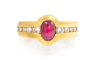 An 18 Karat Yellow Gold, Ruby and Diamond Ring, Chaumet, 6.55 dwts.