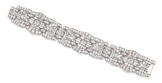 An Art Deco Platinum and Diamond Bracelet, 39.05 dwts.