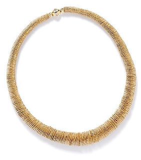An 18 Karat Yellow Gold Flexible Wirework Necklace, Orlandini, 69.60 dwts.