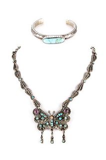Suite of Vintage Silver and Turquoise Jewelry
