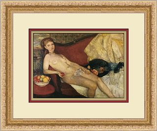William Glackens Nude with Apple Custom Framed Print