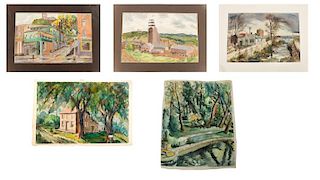 Collection of Regionalist Watercolor Paintings
