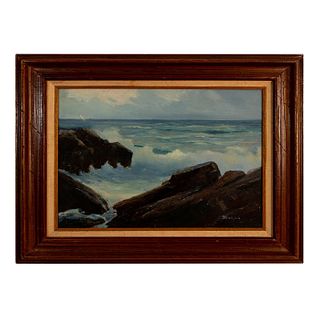B.R. Wilson (Canadian, 20th c.) Oil Painting on Masonite Sea