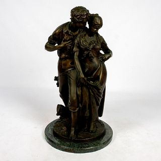 After Luca Madrassi (French, 1848-1919) Large Bronze Sculpture, Embracing Couple