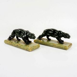 2pc Vintage Bronze Panther Bookends