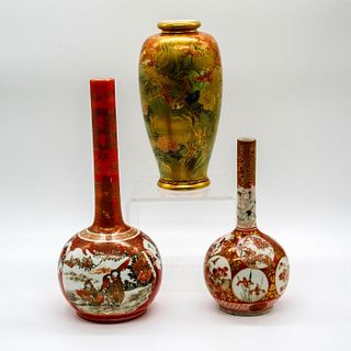 3pc Antique Japanese Porcelain Vases