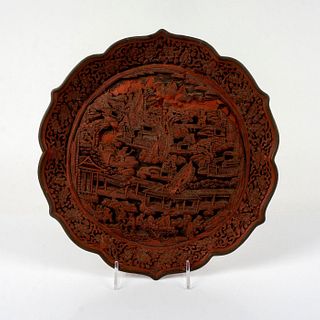 Antique Chinese Layered Cinnabar Decorative Plate