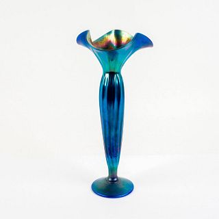 Tall LC Tiffany Blue Favrile Glass Vase