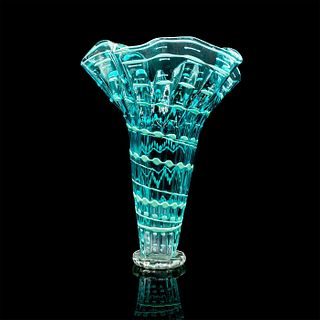 Lin Miller Signed Art Glass Vase, Aquamarine