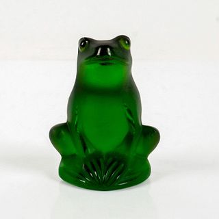 Lalique Frosted Lime Green Rainette Frog Art Glass Figurine