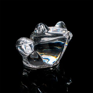 Large Daum France Crystal Frog Paperweight